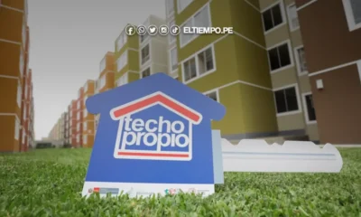 bono familiar habitacional solteros — Logotipo del programa Techo Propio sobre un fondo de viviendas multifamiliares en el marco del nuevo reglamento para personas solteras. Foto de: ELTIEMPO.PE