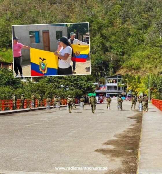 Pobladores de la zona fronteriza marchan para exigir la reapertura del puerto internacional de La Balsa. Foto de: www.radiomaranon.org.pe