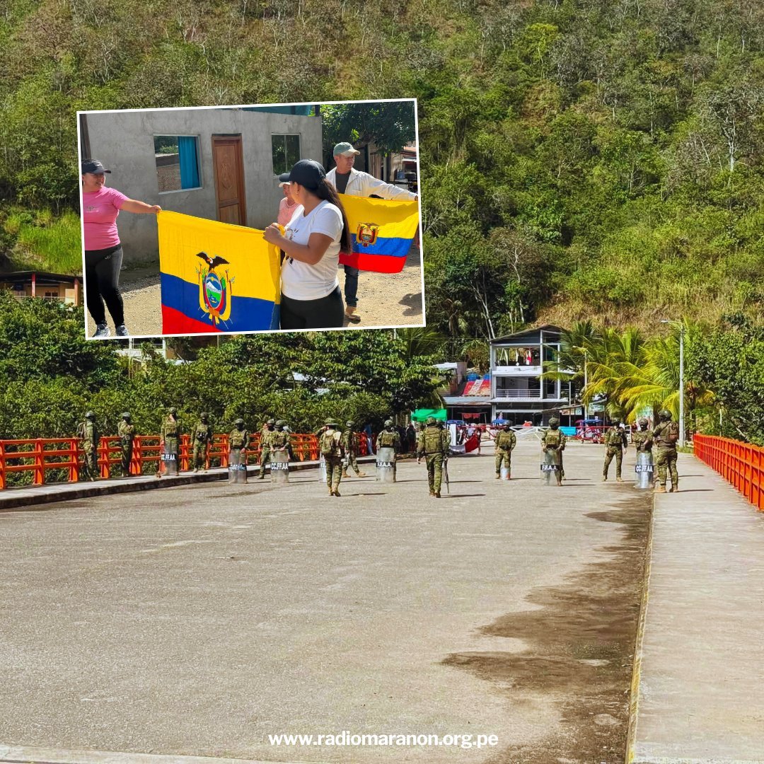 Pobladores de la zona fronteriza marchan para exigir la reapertura del puerto internacional de La Balsa. Foto de: www.radiomaranon.org.pe