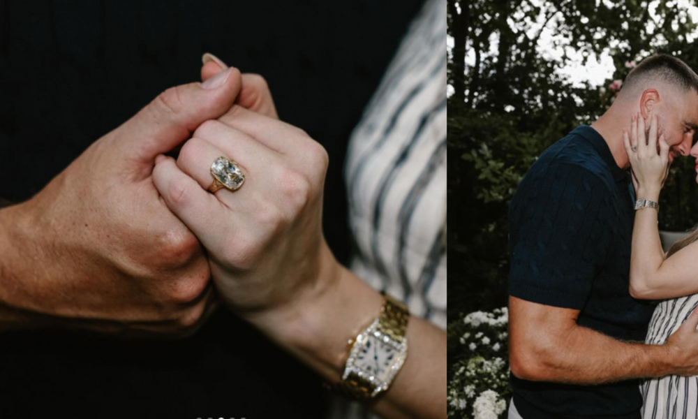 Taylor Swift y Travis Kelce aparecen juntos en una imagen que ilustra los reportes sobre su reciente matrimonio privado. Foto de: Instagram: @taylorswift