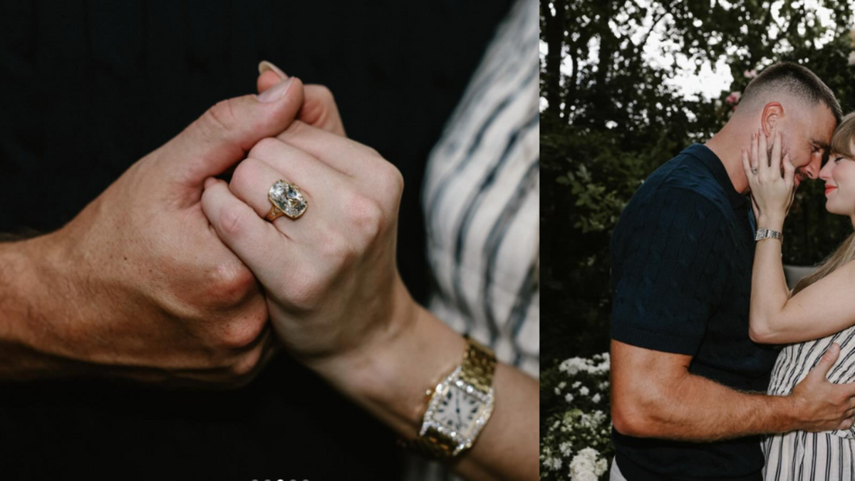 Taylor Swift y Travis Kelce aparecen juntos en una imagen que ilustra los reportes sobre su reciente matrimonio privado. Foto de: Instagram: @taylorswift
