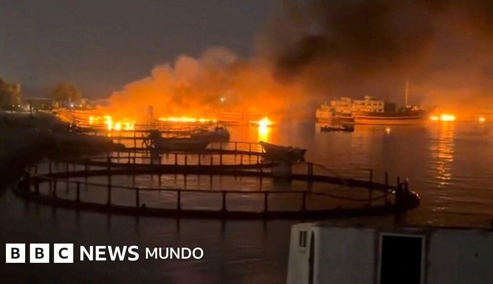 Trump declara fin — Un incendio en una instalación marítima ilustra la escalada de tensiones y las advertencias de represalia entre Estados Unidos e Irán. Foto de: Getty Images