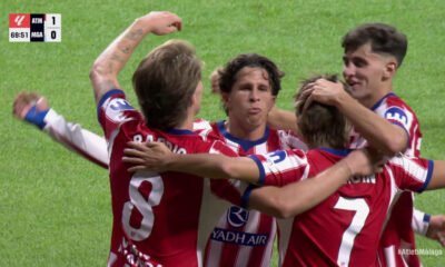 Atlético Madrid vence — Jugadores del Málaga celebran un momento durante el encuentro contra el Atlético de Madrid. Foto de: Marca