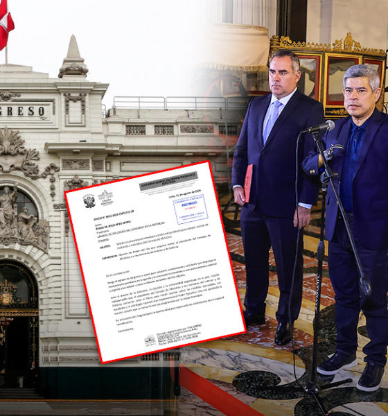 cita premier Galarreta — Representantes de la organización Juntos por el Perú presentan una moción para citar al primer ministro Galarreta ante la crisis de inseguridad. Foto de: Exitosa Noticias