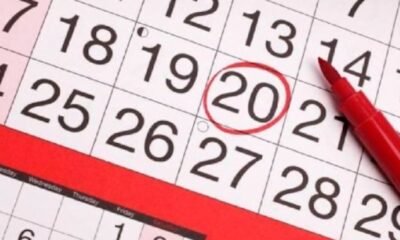 MEF propone trasladar — Calendario con el día 20 resaltado en rojo, ilustrando la organización de los feriados y días no laborables en Perú. Foto de: Gestión