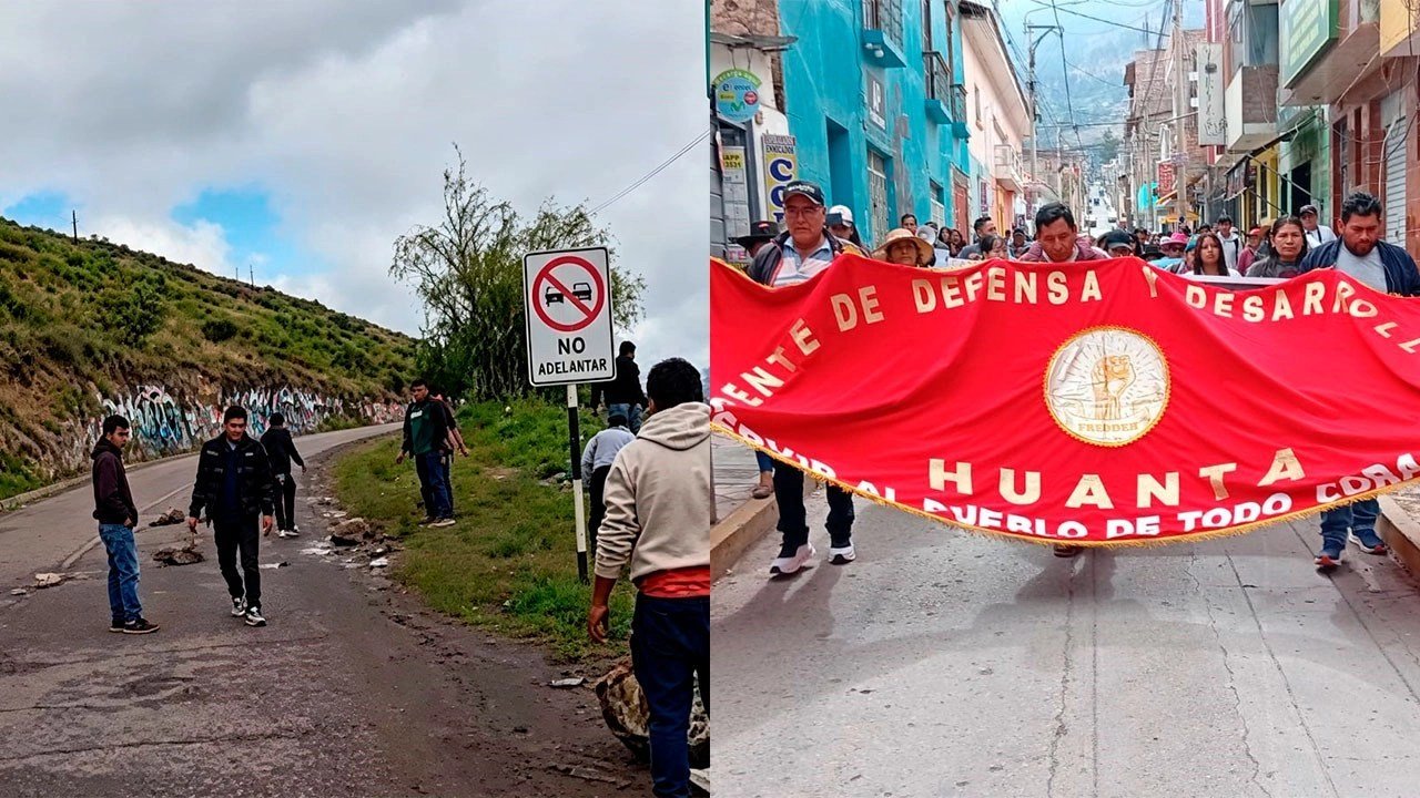 paro seco Huanta — Manifestantes en Huanta se movilizan en protesta contra la extorsión y el incremento en los precios del combustible. Foto de: El Búho