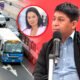 reunión Transportes Unidos Keiko — Imagen compuesta que muestra una calle con un autobús, el retrato de una mujer y un hombre hablando frente a un micrófono. Foto de: Exitosa Noticias
