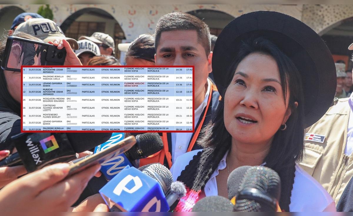 reuniones Keiko Fujimori — Keiko Fujimori habla ante la prensa mientras se reportan reuniones con visitantes en las mismas horas que la presidenta estuvo en Junín. Foto de: La República