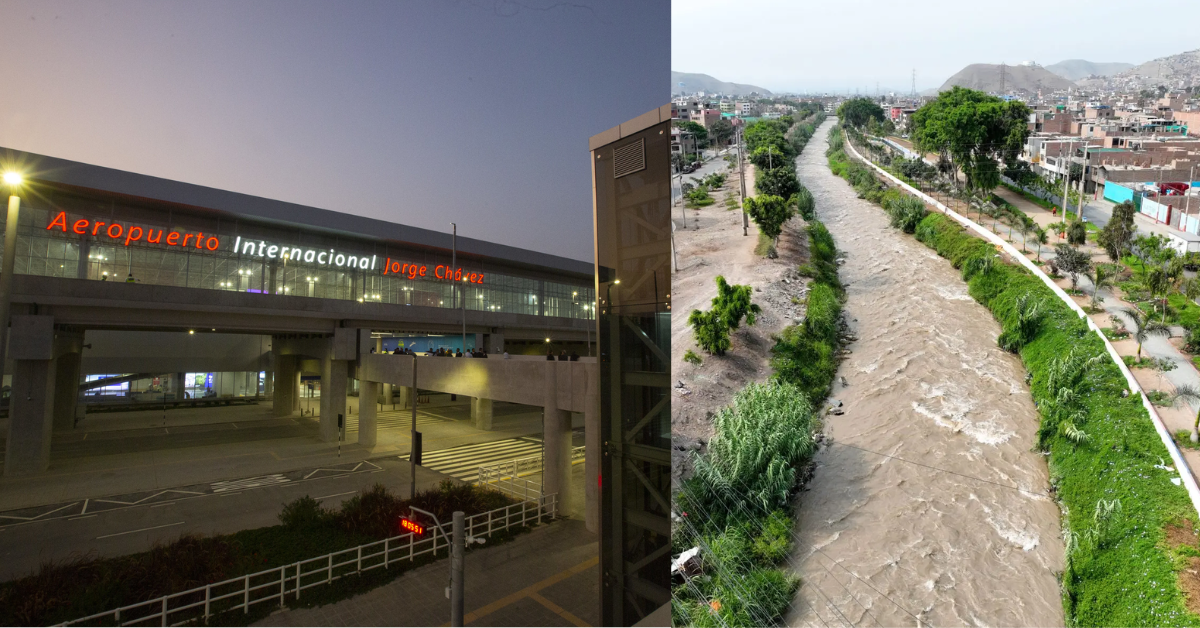 riesgo puentes Callao El — Fachada del Aeropuerto Internacional Jorge Chávez en el Callao, cuya zona de acceso se ve amenazada por las crecidas de ríos. Foto de: Exitosa Noticias