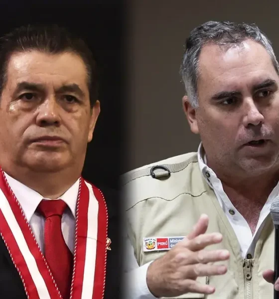 investigación fiscal Belaúnde Trujillo — Imagen compuesta que muestra a figuras políticas y un funcionario en el contexto de las investigaciones sobre el ministro Belaúnde. Foto de: El Búho