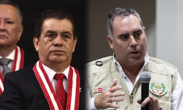 investigación fiscal Belaúnde Trujillo — Imagen compuesta que muestra a figuras políticas y un funcionario en el contexto de las investigaciones sobre el ministro Belaúnde. Foto de: El Búho