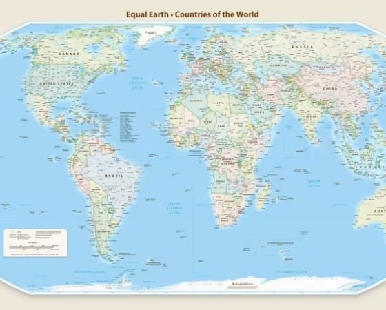 mapa mundial ONU — Un mapa del mundo en proyección de Tierra igual muestra la distribución de los países y continentes bajo la nueva propuesta de la ONU. Foto de: CNN en Español