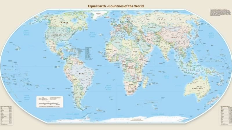 mapa mundial ONU — Un mapa del mundo en proyección de Tierra igual muestra la distribución de los países y continentes bajo la nueva propuesta de la ONU. Foto de: CNN en Español
