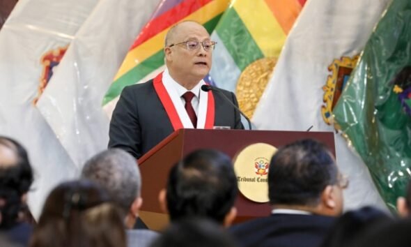 presidente Tribunal Constitucional Perú — El magistrado Pedro Hernández durante su ceremonia de juramento como nuevo presidente del Tribunal Constitucional. Foto de: El Peruano