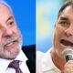 Flávio Bolsonaro — Un hombre de barba canosa y un hombre hablando por un micrófono en dos imágenes contiguas. Foto de: Gestión
