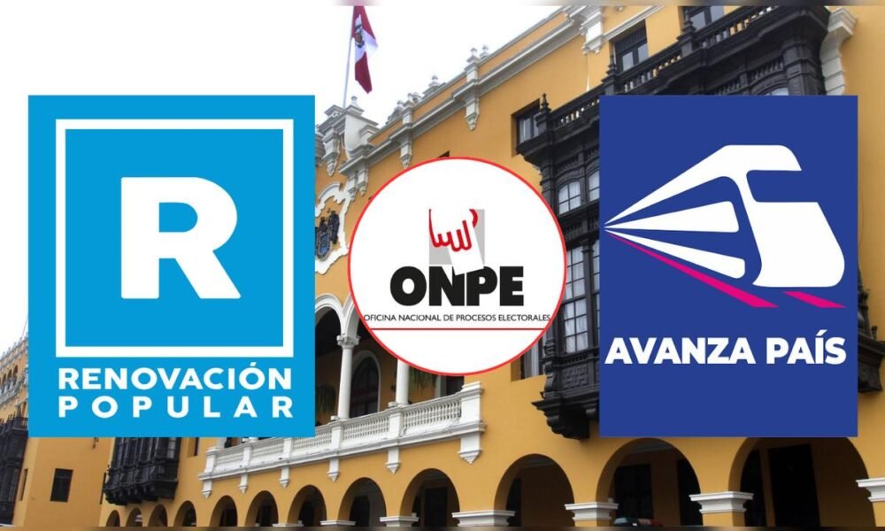 Logotipos de los partidos Renovación Popular y Avanza País junto al sello de la ONPE tras el conteo de actas. Foto de: La República