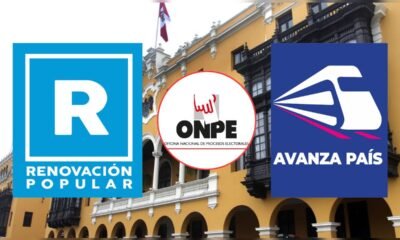 Logotipos de los partidos Renovación Popular y Avanza País junto al sello de la ONPE tras el conteo de actas. Foto de: La República